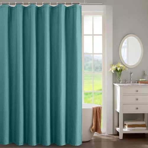 Miniatura 41 de OWENIE Cortina de ducha blanca para baño, 96 pulgadas, extra larga, elegante cortina de ducha de tela texturizada en relieve 3D, repelente al agua