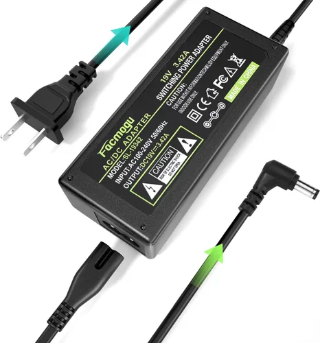 Miniatura 3 de Facmogu DC 19V 3.42A Fuente de alimentación, transformadores 100-240V AC a DC 19Volt de 65 vatios, adaptador de corriente convertidor con enchufe DC