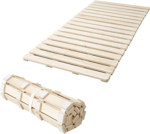 Miniatura 12 de EMOOR Cama de madera con listones de media pliegue tamaño Queen (63 x 78.7 pulgadas) para colchón de futón japonés Franco-Tower, Paulownia sin