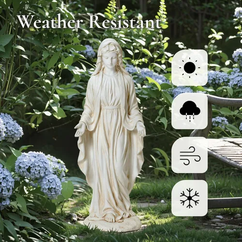 Miniatura 3 de LuxenHome - Estatua de Virgen María para exteriores, estatua religiosa de jardín de 30 pulgadas, estatua de la Santísima Madre al aire libre