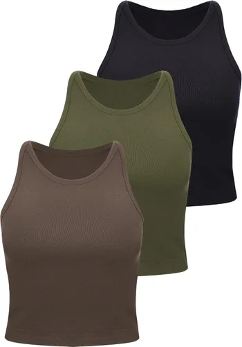 3 piezas de camisetas cortas con espalda cruzada para mujer, camisetas cortas de entrenamiento de algodón para mujeres y niñas