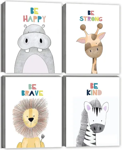 Miniatura 8 de Quzenu Safari Animal Baby Room Decor Canvas Prints Kids Art Frame Jungle Nursery Decor