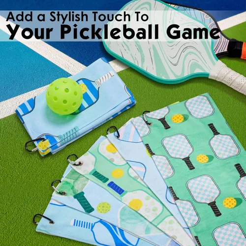 Miniatura 4 de 6 piezas de toallas suaves para pickleball 15 x 17 pulgadas, toallas absorbentes de secado rápido para mujeres, regalos divertidos de pickleball