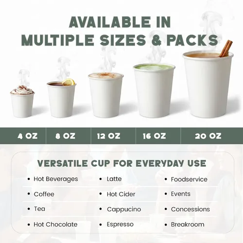 Miniatura 5 de Vasos de papel de 4 onzas, paquete de 1000 unidades para café y espresso, 1000 unidades a granel para el hogar, oficina, restaurantes y fiestas