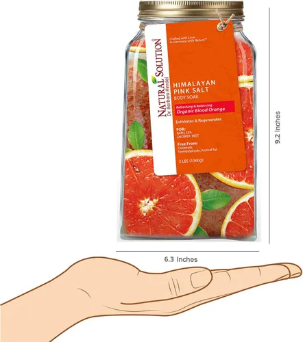Miniatura 7 de Natural Solution Remojo corporal con sal rosa con naranja sanguina, 3 libras de alivio orgánico para articulaciones y músculos para relajación