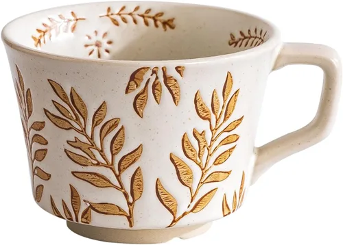 Miniatura 7 de Taza de cerámica, 11 oz - Tazas vintage para café, leche, café con leche, capuchino, té, tazas de porcelana aptas para lavavajillas, microondas