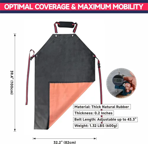 Miniatura 2 de GoldPig Delantal de goma grueso, delantal impermeable para lavavajillas, resistente a productos químicos para carnicero, limpieza