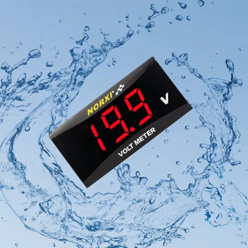 Miniatura 4 de Voltímetro digital para motocicleta, medidor de voltaje CC de 12 V, medidor de voltaje impermeable para automóvil y motocicleta con función de Rojo