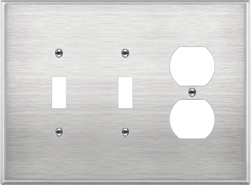 Miniatura 10 de ENERLITES Placa de pared combinada de triple banda, interruptor de palanca doble/placa de cubierta de receptáculo dúplex individual, tamaño estándar