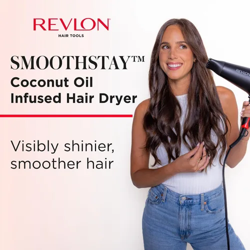 Miniatura 2 de REVLON SmoothStay - Secador de pelo con infusión de aceite de coco con difusor y concentrador, secador de cerámica iónico para control