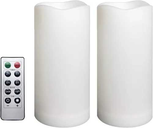 Miniatura 7 de Paquete de 1 vela de pilar sin llama para exteriores con control remoto y temporizador, impermeable, funciona con pilas, juego de velas LED