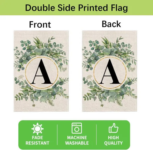 Miniatura 5 de wyooxoo Bandera de jardín floral con monograma de letra A, de 12 x 18 pulgadas, doble cara para exteriores, familia, apellido, bandera inicial