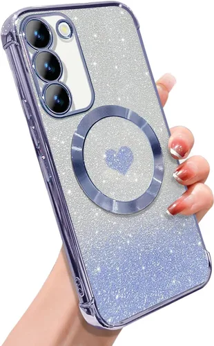 Miniatura 19 de ZONRW Funda magnética para Samsung Galaxy S22 Plus, para mujeres y niñas, chapado de lujo suave, con purpurina degradada, lindo corazón, compatible