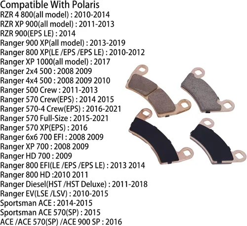 Miniatura 5 de Pastillas de freno sinterizadas para Polaris RZR XP 900, Ranger 900 XP, RZR 4 800, Ranger 500 700 800, Ranger 570 Tamaño completo, Ranger Crew 570