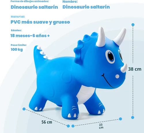Miniatura 2 de Juguetes de Animales Saltarines de Dinosaurio para Niños, Saltador Inflable de Triceratops, Montable Saltarín, Actividad Interior y Exterior Regalo