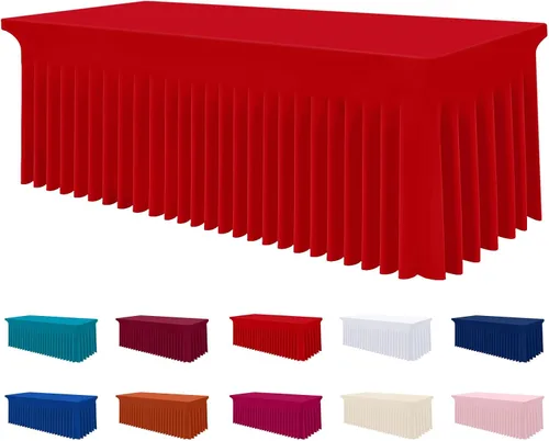 Miniatura 13 de Smiry Mantel de Spandex, Mantel Elástico Ajustable Extensible para Mesas Rectangulares de 6 Pies, Falda Cubierta de Mesa Impermeable y Lavable