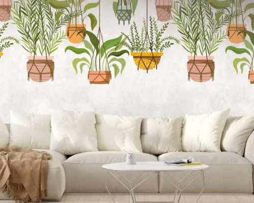 CONCORD WALLCOVERINGS ™ 382661 - Papel tapiz floral para cestas de flores de dormitorio, verde marrón y amarillo, 62.6 pulgadas de ancho x 110