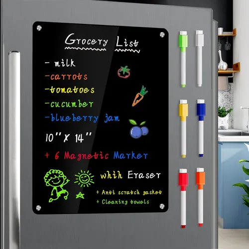 Miniatura 13 de JonXon Tablero magnético de menú acrílico de 8 x 12 pulgadas para cocina, calendario semanal acrílico para refrigerador, planificador de comidas