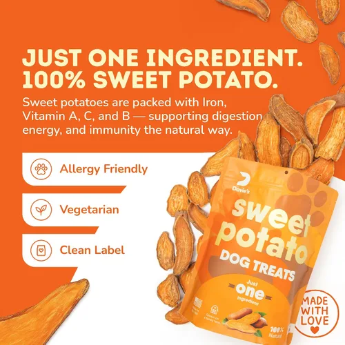 Miniatura 3 de Golosinas de Batata Dulce para Perros Davie's - Masticables saludables y naturales para perros, bajos en grasa, bolsa de 1 libra