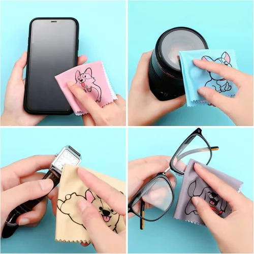 Miniatura 6 de WILLBOND Paño de limpieza de microfibra con diseño de perro, paño de microfibra suave multicolor para lentes, lentes de cámara, pantallas