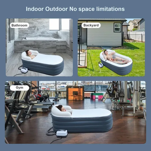 Miniatura 7 de Alfombrilla inflable de masaje de burbujas para bañera, bañera de spa portátil para adultos, agitador todo en uno y bomba de aire, ajustes
