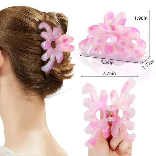 Miniatura 5 de GQLV Pinzas para el cabello – 3 accesorios de peinado lindos para mujeres y niñas, garras medianas antideslizantes para cabello fino, fuerte