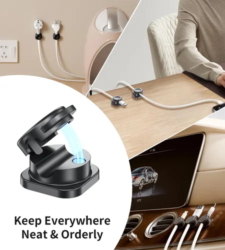 Miniatura 7 de [16 piezas] Organizador de cables, clips magnéticos para cables, organizadores de cables con adhesivo mejorado, organizador de escritorio
