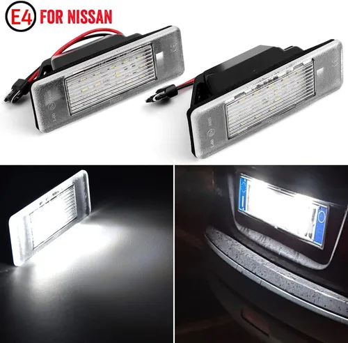 Miniatura 2 de 2 lámparas LED superbrillantes para matrícula compatibles con Nis-san X-TRAIL Qashqai Armada Primera P12 Ju-ke Pathfinder R51 Marzo NV200