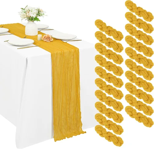 Miniatura 59 de 10 piezas de camino de mesa de estopilla en azul bebé 10 pies, camino de mesa de gasa para recepción de boda, despedida de soltera, fiesta
