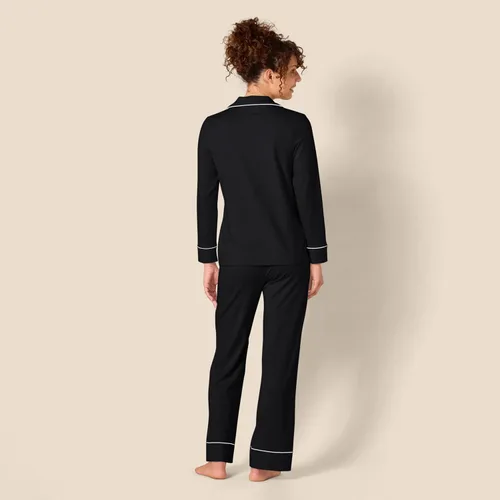 Miniatura 3 de Tienda Essentials - Conjunto de pijama de mujer con camisa de manga larga y pantalón largo de algodón modal
