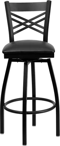 Miniatura 7 de Flash Furniture HERCULES Series Black ''X'' Taburete giratorio de metal – asiento de vinilo negro