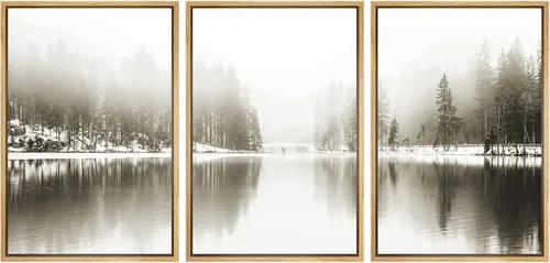 Miniatura 19 de SIGNWIN Lienzo enmarcado para pared, juego de arte nublado de tormenta, cielo, bosque otoñal, árboles, rústico, naturaleza, fotografía, realismo