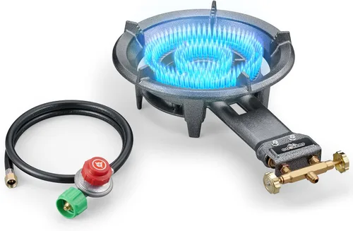 Miniatura 4 de COOKAMP Quemador de propano, estufa de camping de baja presión con quemador único, con regulador y manguera, estufa de gas portátil para cocinar al