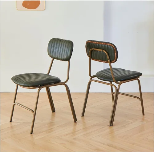 Miniatura 13 de Juego de 2 sillas de comedor modernas de mediados de siglo, sillas retro con asiento tapizado de piel sintética y respaldo de madera maciza y patas