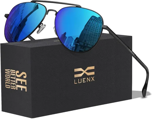 Miniatura 13 de LUENX, Aviator - Gafas de sol polarizadas, para hombres y mujeres, protección UV 400, con funda 60MM