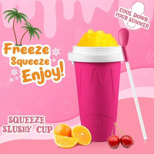 Miniatura 2 de Paquete de 2 vasos para granizados, vasos para hacer granizados, vasos mágicos de congelación rápida para helado, jugo, leche, yogur, taza Azul+Rosa