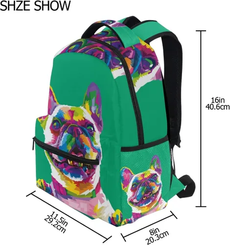 Miniatura 7 de Mochila escolar Bulldog Francés Adolescentes Niñas Niños Bolsa de viaje