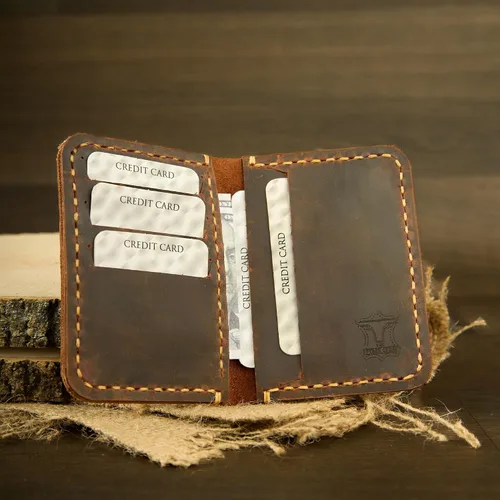 Miniatura 4 de Cartera de cuero hecha a mano, billetera de cuero minimalista, billetera plegable, billetera de bolsillo frontal, tarjetero de cuero hecho a mano