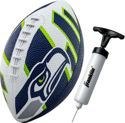 Miniatura 25 de Franklin Sports NFL Team Footballs - Rubber Youth Mini Balls for All Teams - Kids 8.5" Football + Air Pump Sets - Official NFL Licensed