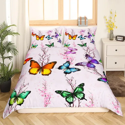 Miniatura 8 de Erosebridal Juego de funda de edredón con diseño floral de acuarela, estilo fantasía, para niñas, mujeres y niños, bonito juego de edredón