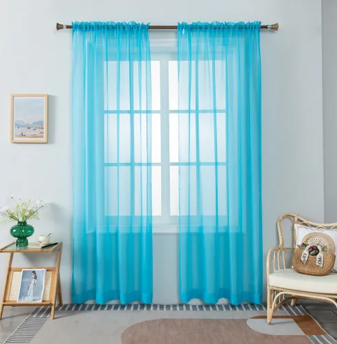 WPM - Cortinas traslúcidas de gasa transparente con bolsillo para barra, 2 paneles de cortinas traslúcidas para dormitorio, cocina, sala de estar,