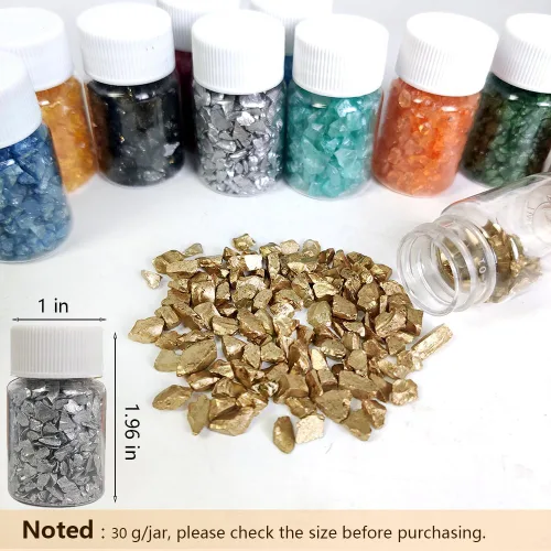 Miniatura 4 de HappyFiller Arena de Vidrio Triturado de 12 Colores, 30 Gramos Cada Botella, Piezas de Vidrio Roto Triturado Piedras de Terrario para Arte