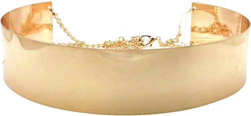 Miniatura 6 de Fashion 21 Cinturón de cintura de espejo de metal ajustable pulido brillante para mujer, dorado, oro rosa, tono plateado