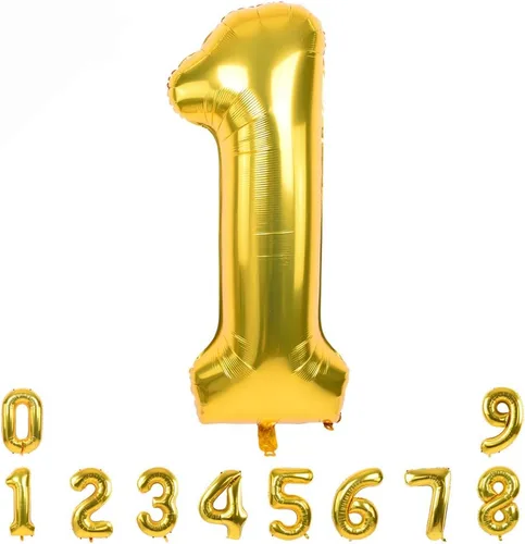 Miniatura 17 de TONIFUL Globos dorados de 40 pulgadas con números grandes del 0 al 9, globos digitales de helio del número 5, globos de aluminio de Mylar con Nmuber