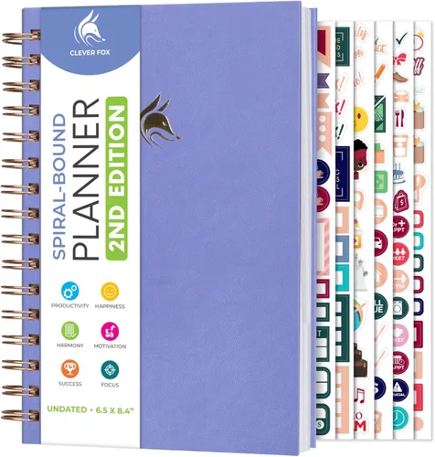 Miniatura 25 de Clever Fox - Agenda 2ª Edición – Planificador de Metas Semanales y Mensuales Colorido, Organizador de Gestión del Tiempo y Productividad, Sin Fecha