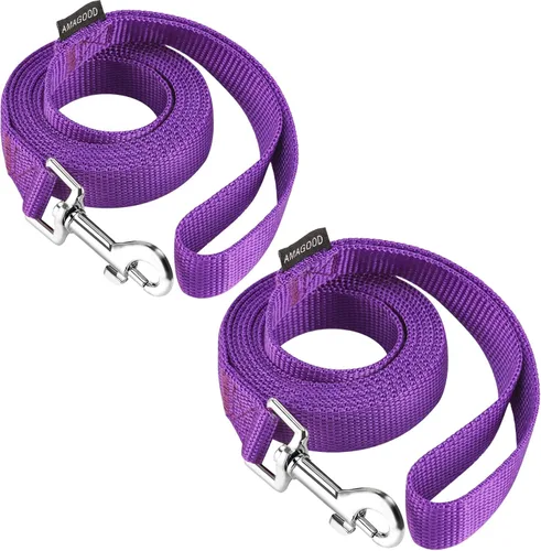 Miniatura 52 de AMAGOOD 6 pies de correas para cachorros/perros, correa de estilo tradicional resistente con gancho de cuello fácil de usar, correa para perros Negro