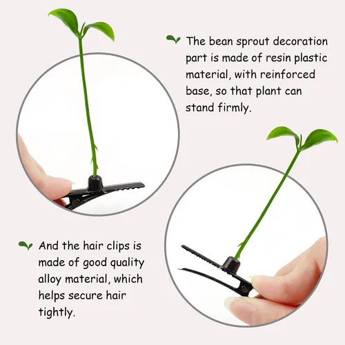 Miniatura 3 de Juego de 30 pinzas para el cabello con brotes de frijoles, bonitos pasadores de pelo de plantas verdes para mujeres, niñas y niños, horquillas