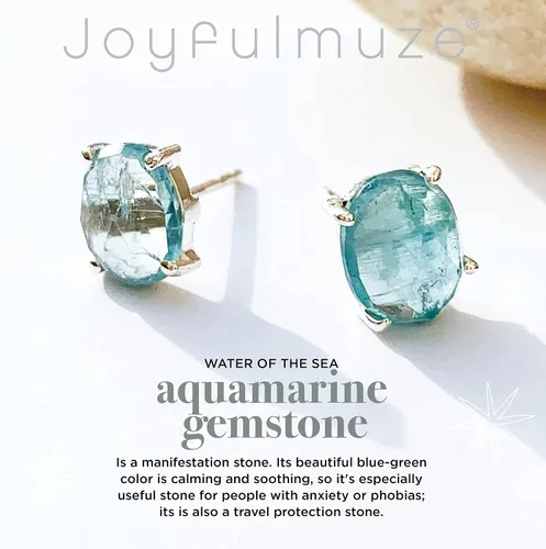 Miniatura 2 de Aretes de oro azul aguamarina, oro micro de 14 quilates sobre plata de ley 925, hermosa piedra preciosa auténtica, regalo de joyería para mujer, 2CT