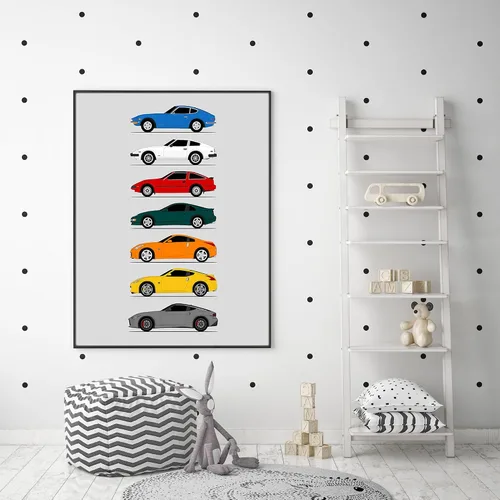 Miniatura 5 de Custom Car Posters Póster hecho a mano compatible con Nissan Z Car Generations (perfil lateral), decoración artística de Datsun Fairlady Z