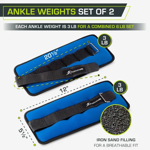 Miniatura 2 de ProsourceFit Ankle/Wrist and Arm/Leg Weights Set of 2, Adjustable Strap 1 lb-5 lb, Adjustable Weight 15 lb, 10 lb, 7 lb for Men and Women Azul
